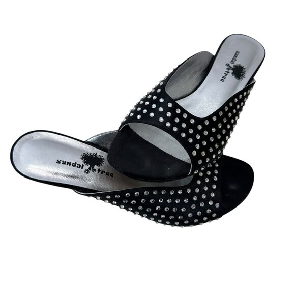 (11-245) Women's Sandal Tree Black & Rhinestone Dress Shoe Sz 7 - Picture 2 of 12